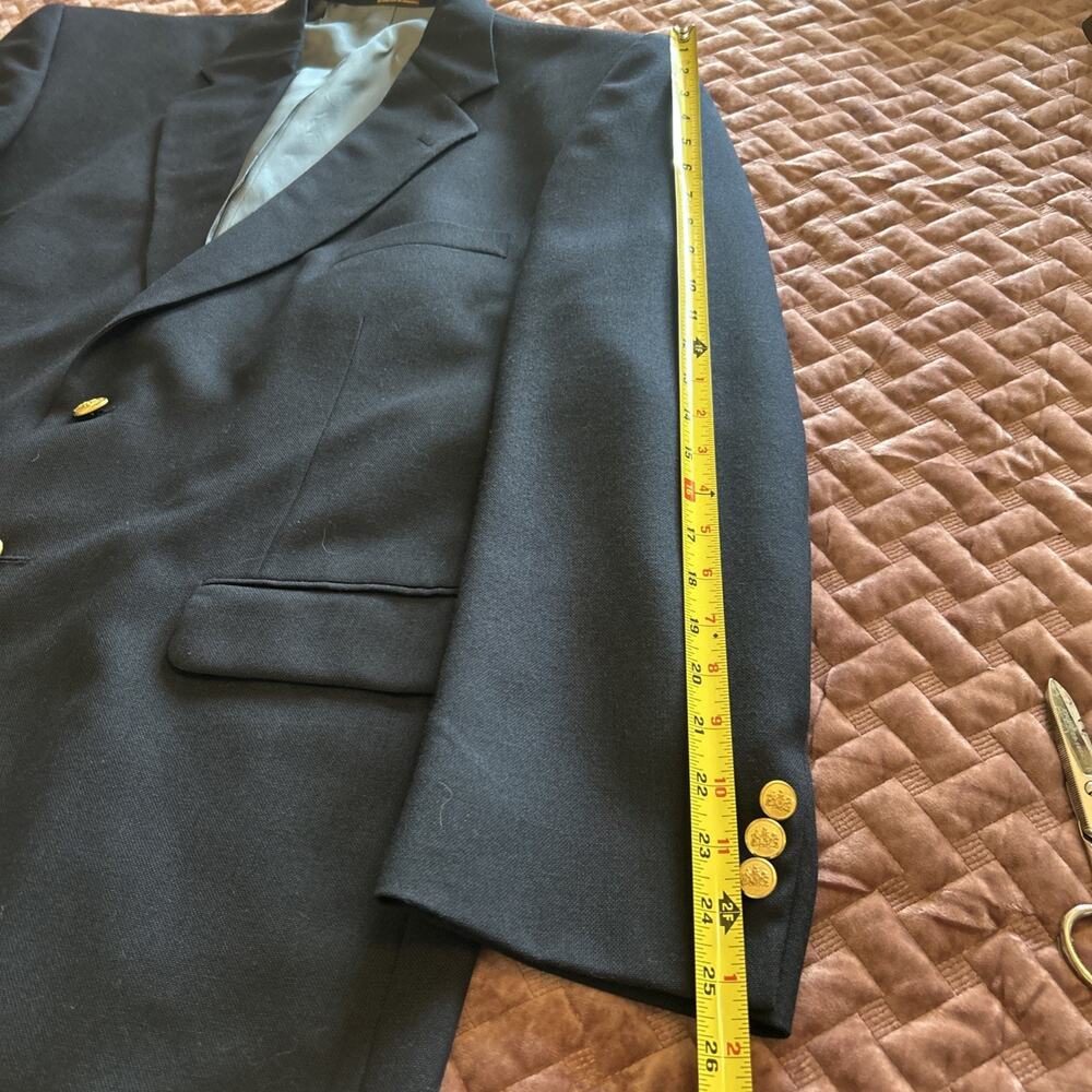 Stafford Men’s Blazer 50R Navy Wool blend Gold Buttons Sports Coat Suit Jacket - Picture 7 of 12